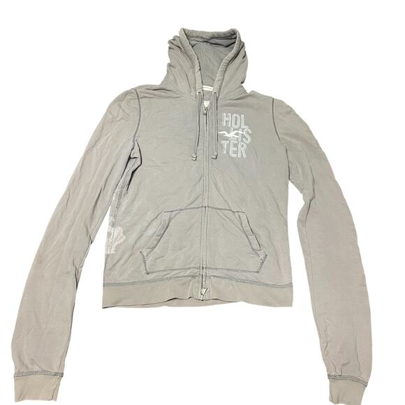 Hollister Gray Zip Up Hoodie Size Large - Picture 1 of 4